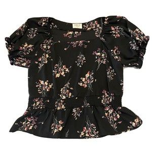 Sienna Sky Short Sleeve Blouse, Women’s Medium, Peplum Top, Summer Shirt